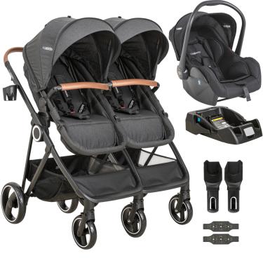 Imagem de Carrinho Kiddo para Gemeos com Bebe Conforto Base Cosmos Preto