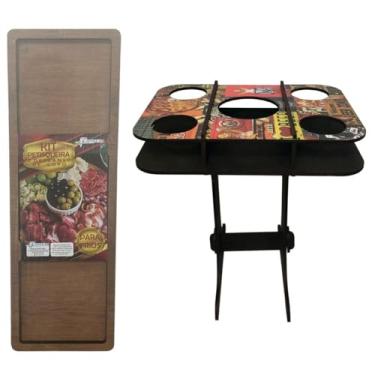 Imagem de Kit Mesa De Bebidas E Petisqueira Em MDF Adesivado Ideal Para Servir Petiscos E Bebidas Em Festas Reuniões E Eventos Com Design Moderno E Ótimo Acabamento
