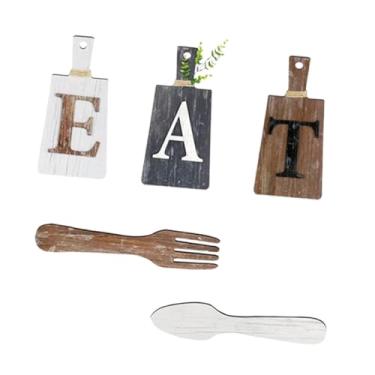 Imagem de WeiLaiKeQi 5x Decoração Rústica de Madeira, Tábua de Corte, Conjunto de Placas de Comida, Arte Pendurada para Hotel e Casa, E
