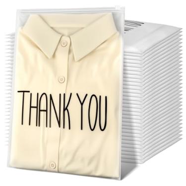 Imagem de Fuyoooo Sacos de embalagem de roupas sacos de plástico com zíper fosco 100 unidades 25 x 33 cm para agradecimento envio camiseta 3 mm transparente vestuário para pequenas empresas embalagem de roupas