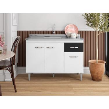 Imagem de Balcão Gabinete p/ Pia Gabriela sem tampo 120 cm AJL Móveis - Flex