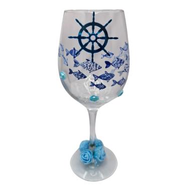 Imagem de Taça Vinho Iemanjá Mar Vidro 490 ml + Presente