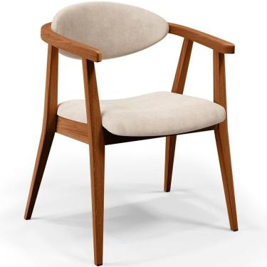 Imagem de Poltrona Decorativa Para Sala De Estar Jantar Cecília L02 Suede Bege