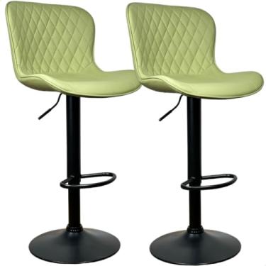 Imagem de Kit 02 Banquetas Cozinha Americana Bar Balcão Giratória Alta Couro Sintetico Escosto Costura Diamantada (Verde)
