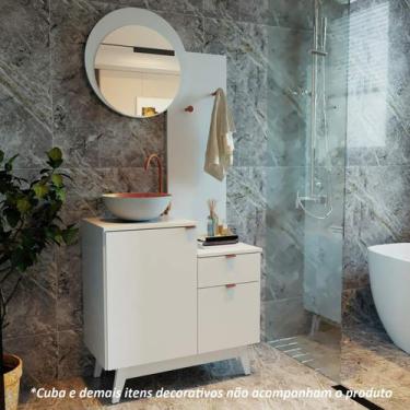 Imagem de Gabinete de Banheiro 80cm com Espelheira e Ganchos Sem Cuba BN3680 Tec
