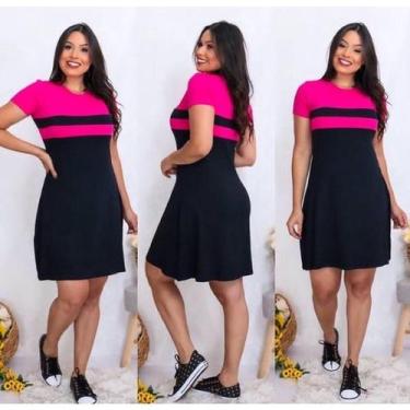 Imagem de Vestido Feminino Moda Evangélica Manga Curta Básico Soltinho malha Vis