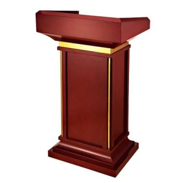 Imagem de Podiums 110 cm Suporte de pódio de madeira luxuoso vermelho marrom púlpitos falando pódio para igrejas, escola, escritório, hotel, palestras