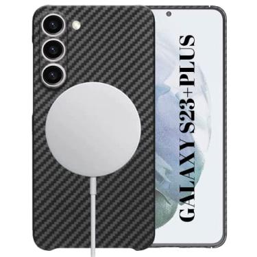Imagem de Capa Thinborne compatível com Samsung Galaxy S23+Plus 5G - [Capa de fibra de aramida extremamente fina], [compatível com Magsafe], estilo minimalista com texturas de fibra de carbono
