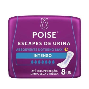 Imagem de Absorvente Poise Sem Abas Noturno Intenso Com 8 Unidades