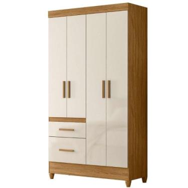 Imagem de Guarda Roupa Solteiro Madri 4P 110 cm Moval, Freijo Off White