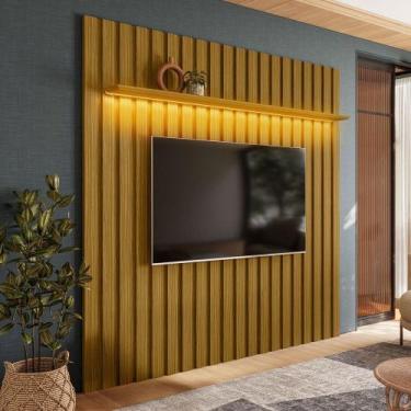 Imagem de Painel para TV Até 70 Polegadas London 1 Prateleira com Led Cedro - Ol