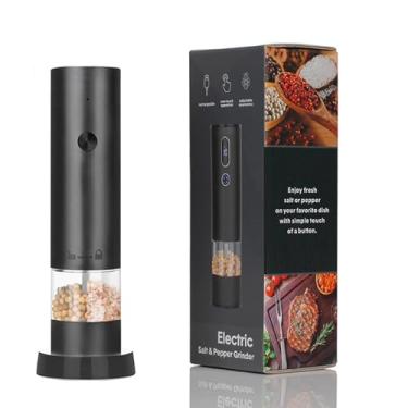 Imagem de Conjunto elétrico automático de moedor de sal e pimenta – Espessura ajustável, recarregável USB-C, operação com uma mão, preto (liga de alumínio + aço inoxidável)