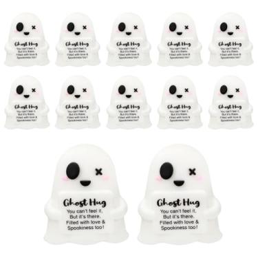 Imagem de 12un. Mini Brinquedos Fantasmas, Pequenos Fantasmas Positivos com Slogans Motivacionais PVC Aniversário Presentes Incentivo Decorações Fofas para Halloween Lembrancinhas Festa Colegas Amigos