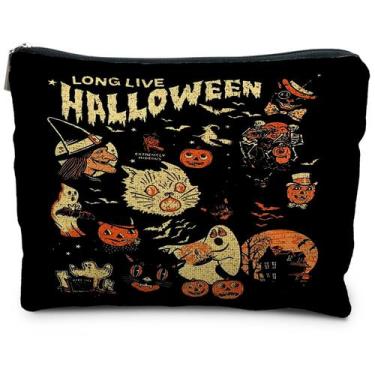 Imagem de Bolsa de maquiagem RYYCDOI Halloween Witch impermeável de linho 25x18c