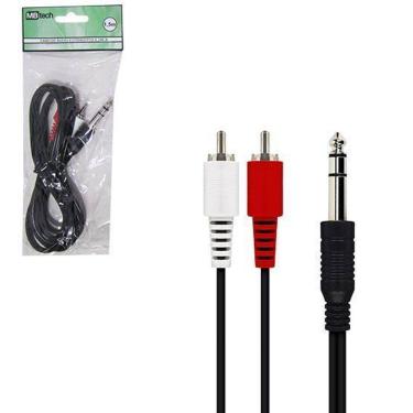 Imagem de Cabo De Audio P10 Macho X 2Rca Macho Preto 1,5M Na Solapa