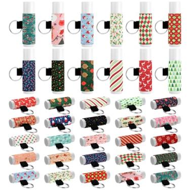 Imagem de Sureio Chaveiro com 50 peças de protetor labial de Natal, clipe a granel, suporte de brilho labial, serve na maioria das mangas elásticas de batom padrão, presentes para amigos, mochilas, garrafa