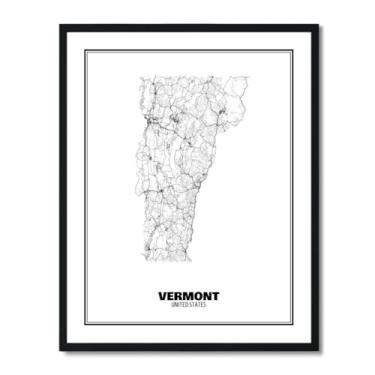 Imagem de Susie Arts Pôster de arte com mapa de rua abstrato de Vermont State 20 x 25 cm, decoração de parede, escritório em casa, escola, sds042