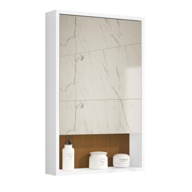 Imagem de Armário Banheiro Aéreo 1 Porta Espelho Branco Nature Gaia