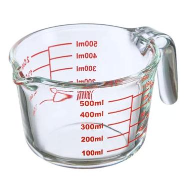 Imagem de Jarra Medidora De Vidro Com Alça Graduada Resistente 500Ml