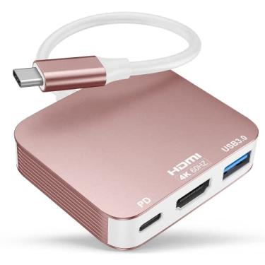 Imagem de Adaptador USB C para HDMI 【4K @60Hz】, adaptador Vilcome HDMI para USB C multiportas com porta USB tipo C PD e USB 3.0, compatível com MacBook Pro/Air, iPad Pro/Air, Dell XPS, iPhone 15 Pro/Max,