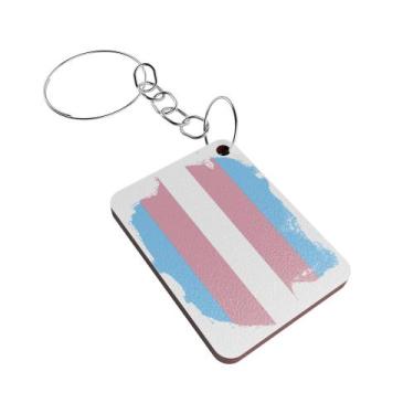 Imagem de Kit 50 Chaveiros MDF Especial LGBT - DK Decor, Bandeira Trans