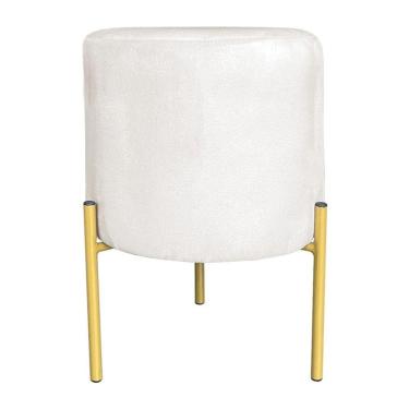 Imagem de Puff Decorativo Soren Suede Pés De Ferro Dourado - Pallazio Cor Azul Marinho