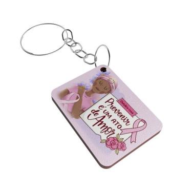 Imagem de Kit 100 Chaveiros Outubro Rosa MDF  Lembrancinha Conscientização - Sig