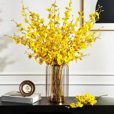 Imagem de Kit 10 Galhos de Orquídea Chuva de Ouro Artificial 97cm – 450 Flores Realistas para Arranjos e Decoração Elegante(RZF011-10 Unidades Amarelas)