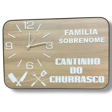 Imagem de QUADRO RELÓGIO PERSONALIZADO FREIJÓ CANTINHO do CHURRASCO,LETREIROS BR