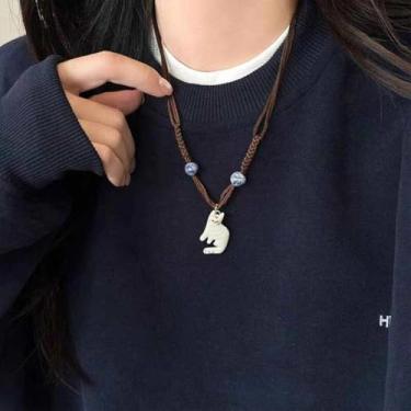 Imagem de 1 colar de gato, mulher fofa, moderna, retrô, simples, corrente de clavícula, acessórios de presente adequado para uso diário, one size, Plástico, plástico