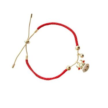 Imagem de 1 corrente de pulso decorativa com pingente de gado de corda vermelha para festivais, design encantador de cabeça de boi para festas e uso diário