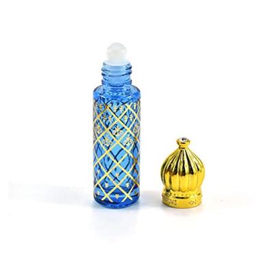 Imagem de Frascos de vidro para viagem, portátil, recarregável, recipiente com rolo de óleo, rolo de óleo creme para os olhos dourado (azul)