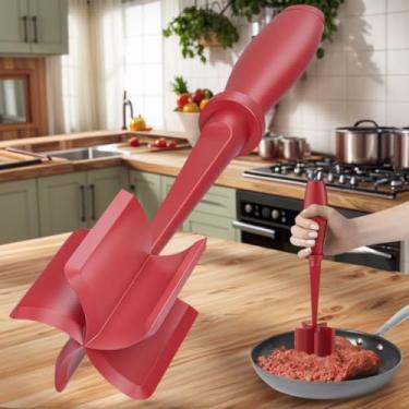 Imagem de Espremedor profissional de cozinha caseira resistente ao calor durável carne e batata, seguro para panelas antiaderentes (vermelho)
