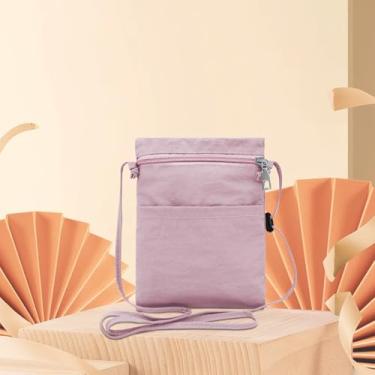 Imagem de Bolsa pequena leve para celular, bolsa transversal de nylon para celular com zíper bolsa transversal para smartphone, rosa, Casual