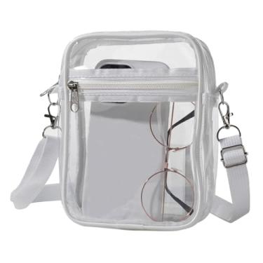 Imagem de Bolsa transversal transparente com alça ajustável, bolsa carteiro transparente para shows, festivais e eventos esportivos, Branco 2, Small