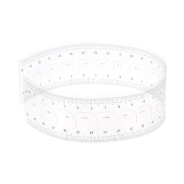 Imagem de Generic Régua flexível de filme escala de 30 cm 0,5 mm com ângulo R PET réguas retas dobráveis de plástico ferramenta de medição suave para fábrica, transparente