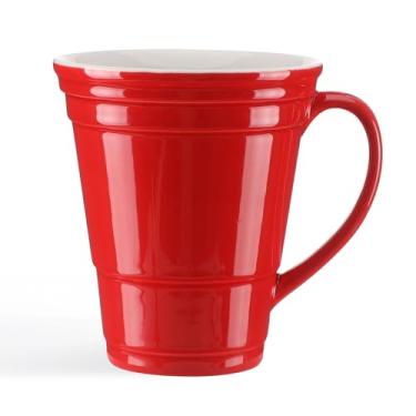 Imagem de HOME SMILE Xícara de chá novidade caneca de café para mulheres trabalho de escritório, xícara de café grande de cerâmica 400 ml, presentes de aniversário de Natal para mãe, amiga de trabalho, vermelha