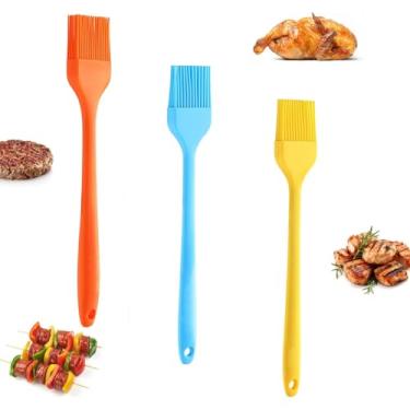 Imagem de Pincéis de silicone para regar, escova de cozinha resistente ao calor para molho de manteiga com óleo, escova de alimentos para churrasqueira, churrasqueira, cozinha, cozimento, 3 unidades