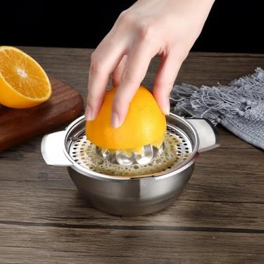 Imagem de Espremedor manual de frutas cítricas de aço inoxidável com limão e limão