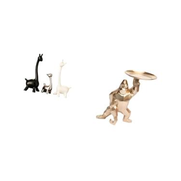 Imagem de Fenteer Estatuetas de Girafa, Estátua de Cerâmica, Escultura de Resina, Peça Central Criativa Moderna, Decoração de Mesa, Escritório, Estante, Quarto, Sala de