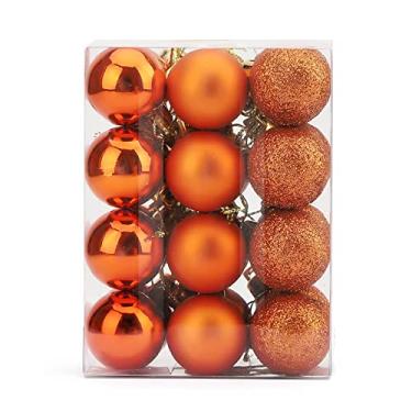 Imagem de ZYBenda 24 peças de enfeites de bola de árvore de Natal inquebráveis brilhantes e polshed - Bolas de Natal penduradas para decoração de festa de casamento de férias (1,2 a 30 mm, laranja)