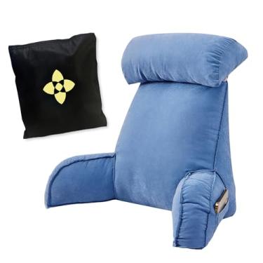 Imagem de HMBLAW Almofada de leitura/suporte lombar – Almofada de apoio para encosto com capa removível – Almofada para cadeira de cama com braços – Almofada de suporte lombar perfeita para sentar – ler – ou