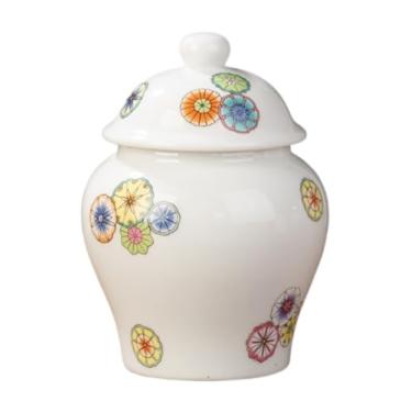 Imagem de Jarra de gengibre, pote de gengibre, cerâmica chinesa, vasos florais com tampa, vaso de porcelana esmaltado dourado, potes de templo, jarras de armazenamento de chá, vasos decorativos para decoração