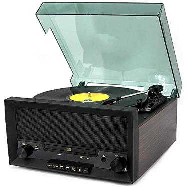 Imagem de JYXYXSCP Centro de música com controle remoto, leitor de CD, DAB e FM, rádio AM, leitor de vinil, leitor de cassete, slot USB MP3, deck de cassete, função de digitalização