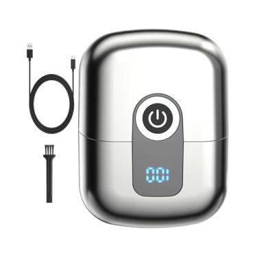 Imagem de Barbeador elétrico para homens | Barbeador de barba de cabeça dupla com carregamento USB-C, barbeador elétrico compacto à prova d'água com capa magnética contra poeira para acampamento de carro