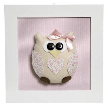 Imagem de Quadro Decorativo Coruja Rosa Quarto Bebê Infantil Menina - Potinho de