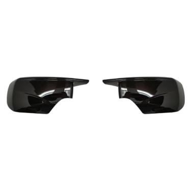 Imagem de Capa de espelho retrovisor de carro, para E46 2 peças de asa lateral para carro retrovisor preto brilhante padrão de fibra de carbono capas de espelho de substituição