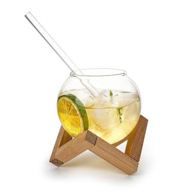 Imagem de Koythin Copo de bola de vidro criativo com suporte, vidro esférico para uísque, xícara de café gelado, copo de vinho sem haste, copos para copos de café gelado, água, suco, chá, vitaminas
