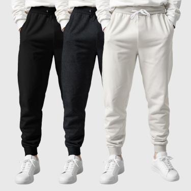 Imagem de Kit 3 Calças Moletom Masculinas Lisas Benellys-Masculino