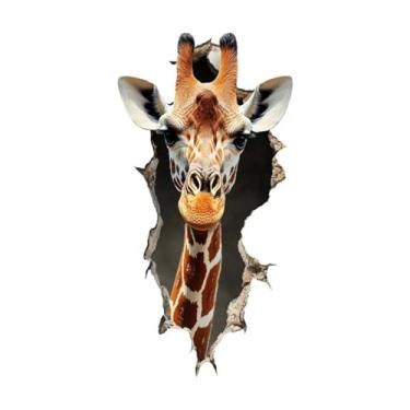 Imagem de MaiKeAYang Decalques de parede 3D, murais, decorações de parede de vinil removíveis, girafa para sala de estar, quartos de bebê, quarto, banheiro, casa, parede, decoração DIY